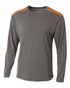 A4 Tourney Heather LS Color Block Crew (N3101), Color 'Heather/Orange'