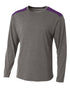 A4 Tourney Heather LS Color Block Crew (N3101), Color 'Heather/Purple'
