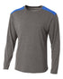 A4 Tourney Heather LS Color Block Crew (N3101), Color 'Heather/Royal'