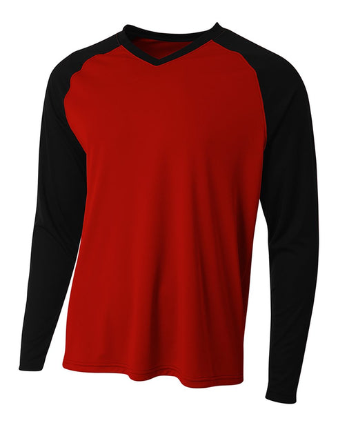 A4 Long Sleeve Strike (N3374), Color 'Scarlet/Black'