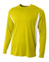 A4 Long Sleeve Color Block Cooling Performance Tee (N3183), Color 'Gold/White'
