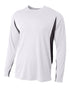 A4 Long Sleeve Color Block Cooling Performance Tee (N3183), Color 'White/Black'