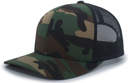 Pacific Headwear Camo Snapback Trucker Cap (108C), Color 'ArmyBlackArmy'