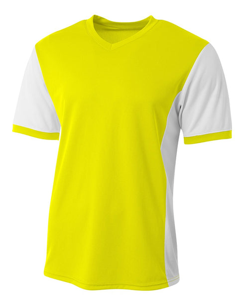 A4 Premier Soccer Jersey (N3017), Color 'Safety Yellow / White'
