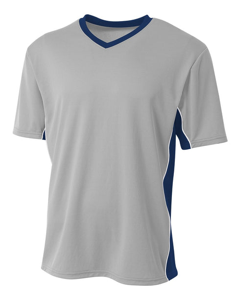 A4 Liga Soccer Jersey (N3018), Color 'Silver/Navy'