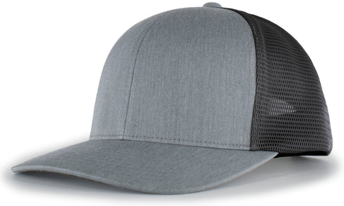 Pacific Headwear Trucker Flexfit® Snapback Cap (110F), Color 'HeatherGreyLtCharcoalHeatherGrey'
