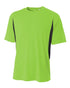 A4 Youth Cooling Performance Color Block Short Sleeve Crew (NB3181), Color 'Lime/Black'