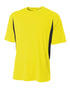 A4 Cooling Performance Color Blocked Short Sleeve Crew (N3181), Color 'Safety Yellow/Black'