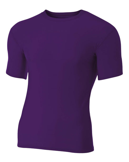 A4 Youth Short Sleeve Compression Crew (NB3130), Color 'Purple'