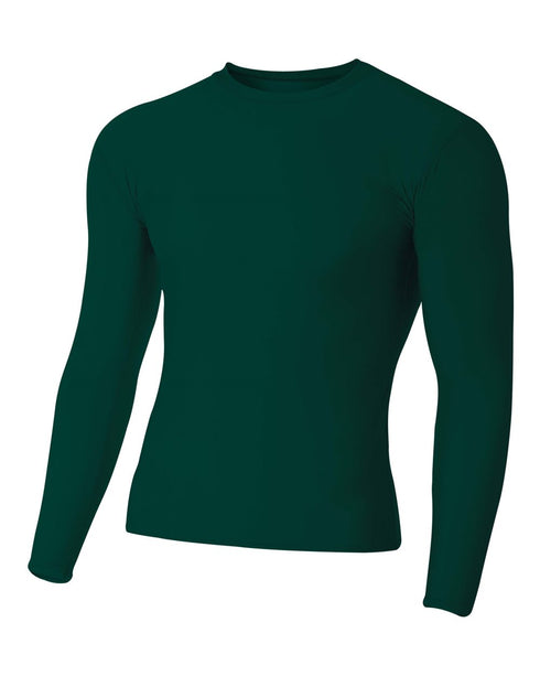 A4 Youth Long Sleeve Compression Crew (NB3133), Color 'Forest'
