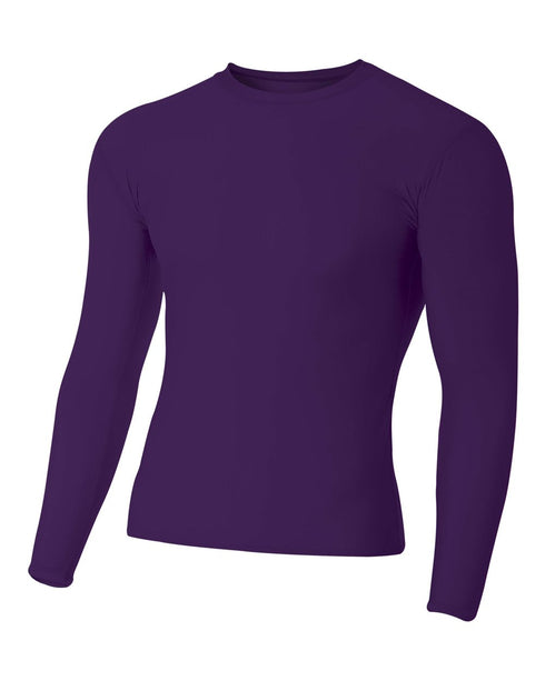 A4 Youth Long Sleeve Compression Crew (NB3133), Color 'Purple'