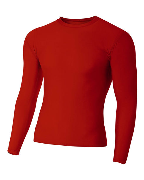 A4 Youth Long Sleeve Compression Crew (NB3133), Color 'Scarlet'