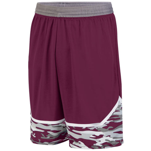 Augusta Sportswear Youth Mod Camo Game Short (1118-C), Color 'Maroon/Graphite/White'