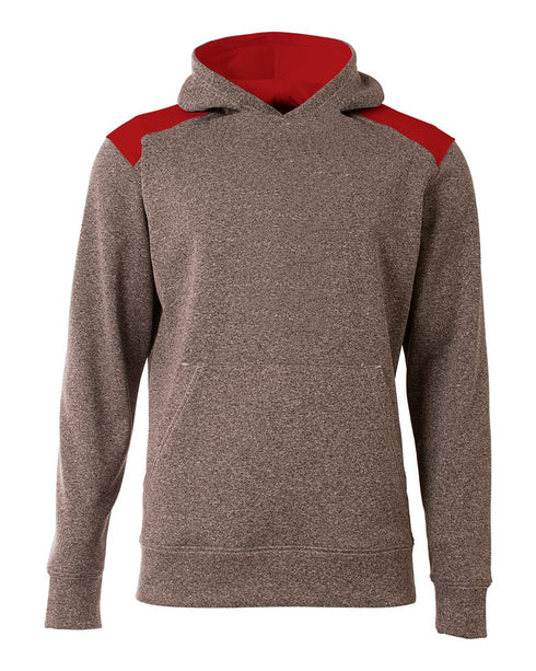 A4 Tourney Youth Fleece Hoodie (NB4093), Color 'Heather/Scarlet'