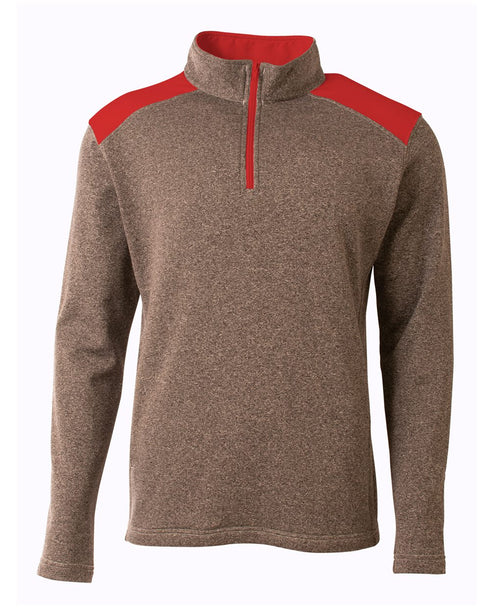 A4 Tourney Quarter Zip (N4094), Color 'Heather/Scarlet'