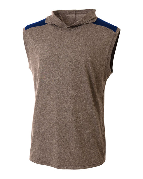 A4 Tourney Hooded Tee (N3031), Color 'Heather/Navy'