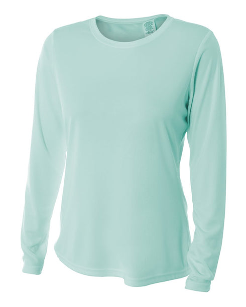A4 Women's Long Sleeve Performance Crew, Sizes 2XL-4XL (NW3002), Color 'Pastel Mint'