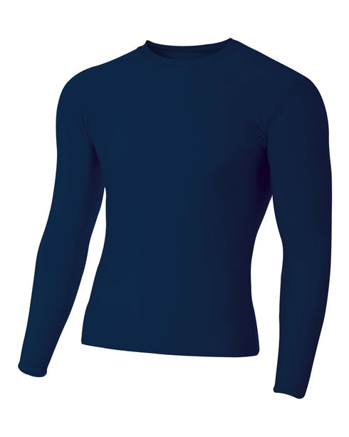 A4 Youth Long Sleeve Compression Crew (NB3133), Color 'Navy'