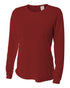 A4 Women's Long Sleeve Performance Crew, Sizes 2XL-4XL (NW3002), Color 'Cardinal'