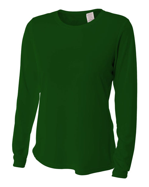 A4 Women's Long Sleeve Performance Crew, Sizes 2XL-4XL (NW3002), Color 'Forest'