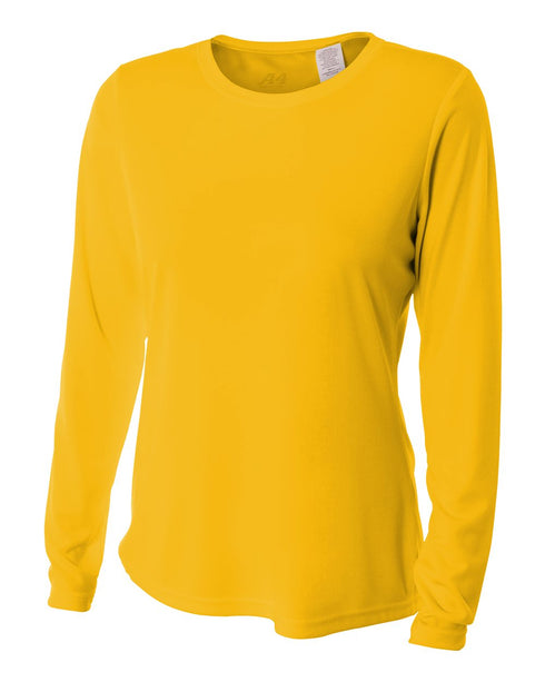 A4 Women's Long Sleeve Performance Crew, Sizes 2XL-4XL (NW3002), Color 'Gold'