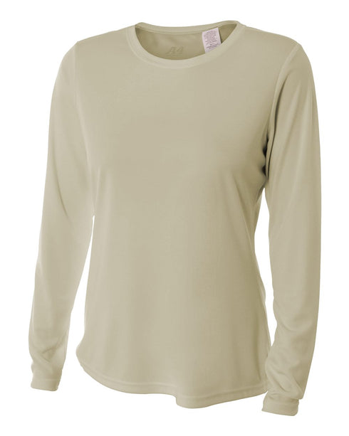 A4 Women's Long Sleeve Performance Crew, Sizes 2XL-4XL (NW3002), Color 'Sand'