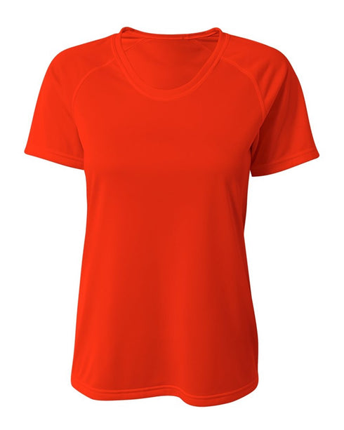 A4 Women's SureColor Short Sleeve Cationic Tee (NW3393), Color 'Athletic Orange'