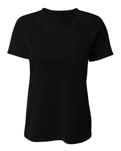A4 Women's SureColor Short Sleeve Cationic Tee (NW3393), Color 'Black'