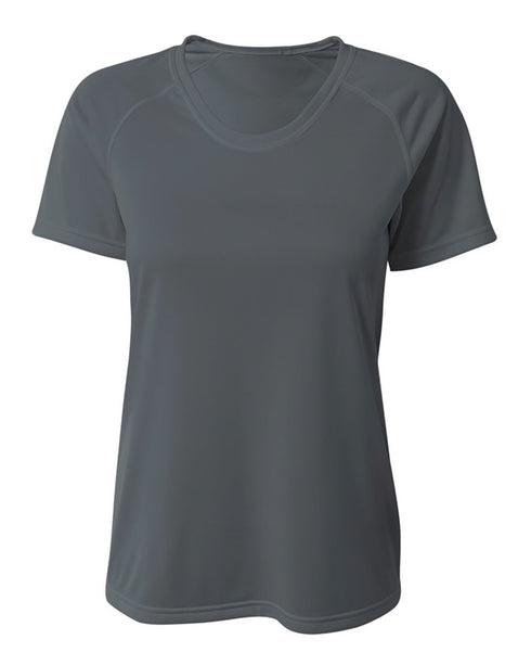 A4 Women's SureColor Short Sleeve Cationic Tee (NW3393), Color 'Graphite'