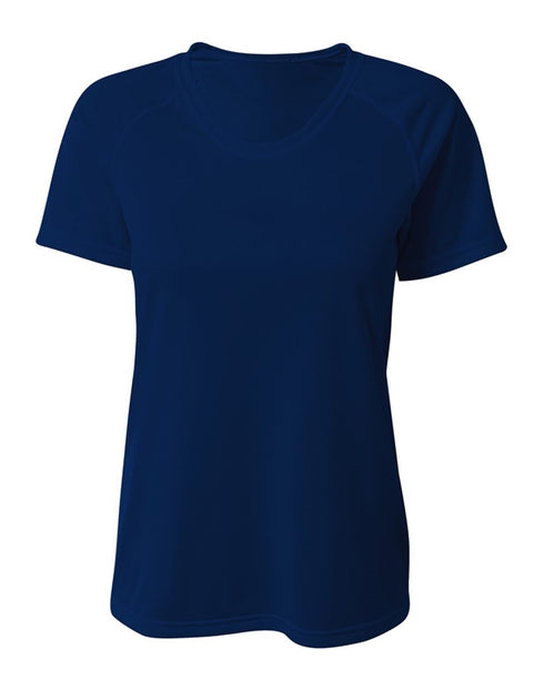 A4 Women's SureColor Short Sleeve Cationic Tee (NW3393), Color 'Navy'