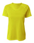 A4 Women's SureColor Short Sleeve Cationic Tee (NW3393), Color 'Safety Yellow'