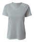 A4 Women's SureColor Short Sleeve Cationic Tee (NW3393), Color 'Silver'