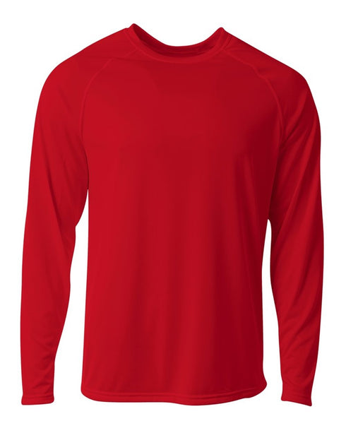 A4 Youth SureColor Long Sleeve Cationic Tee (NB3396), Color 'Scarlet'