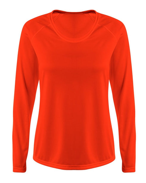A4 Women's SureColor Long Sleeve Cationic Tee (NW3396), Color 'Athletic Orange'