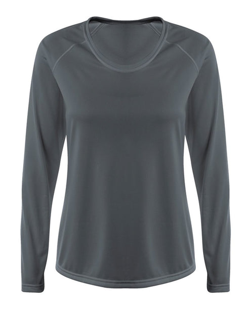 A4 Women's SureColor Long Sleeve Cationic Tee (NW3396), Color 'Graphite'