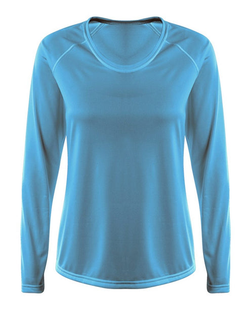 A4 Women's SureColor Long Sleeve Cationic Tee (NW3396), Color 'Light Blue'