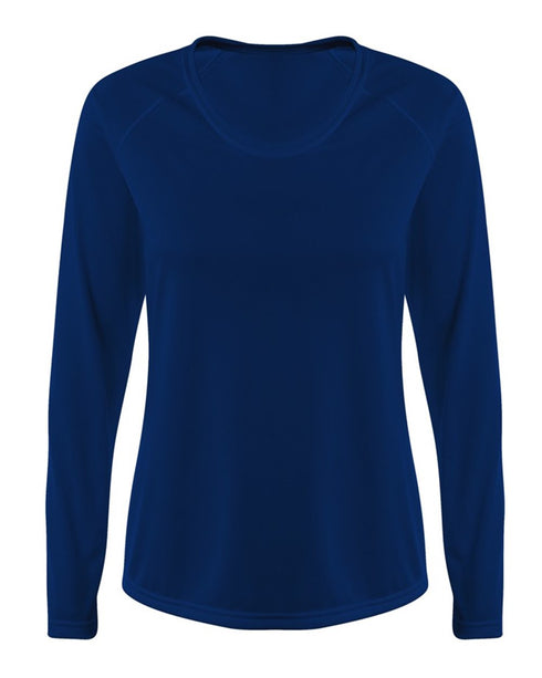 A4 Women's SureColor Long Sleeve Cationic Tee (NW3396), Color 'Navy'