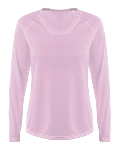 A4 Women's SureColor Long Sleeve Cationic Tee (NW3396), Color 'Pink'