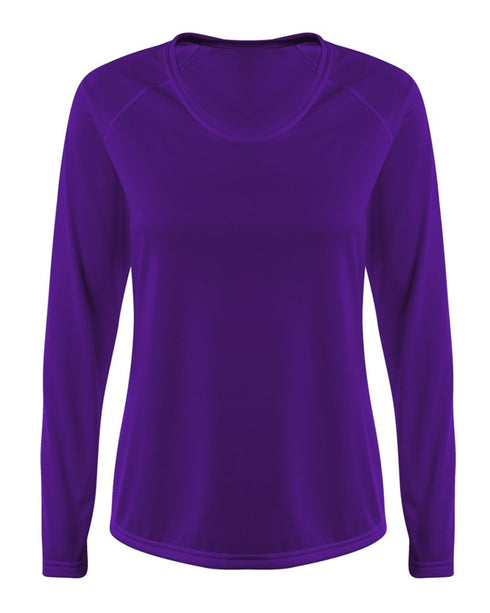 A4 Women's SureColor Long Sleeve Cationic Tee (NW3396), Color 'Purple'