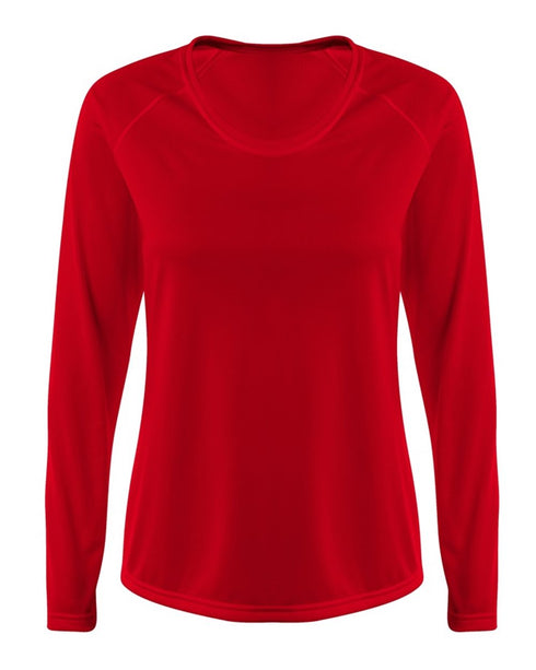 A4 Women's SureColor Long Sleeve Cationic Tee (NW3396), Color 'Scarlet'