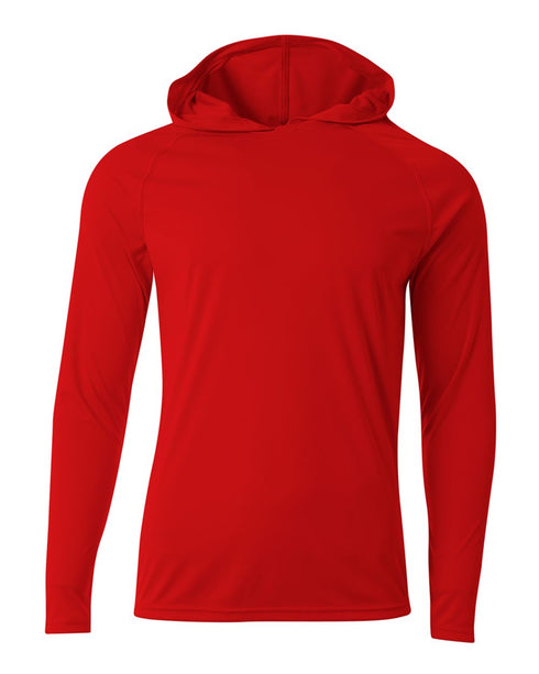 A4 Cooling Performance Long Sleeve Hoodie (N3409), Color 'Scarlet'