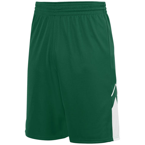 Augusta Sportswear Youth Alley-Oop Reversible Shorts (1169), Color 'Dark Green/White'