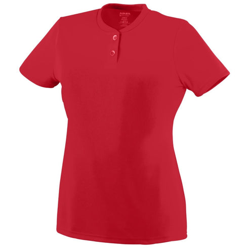 Augusta Sportswear Ladies Wicking Two-Button Jersey (1212-C), Color 'Red'