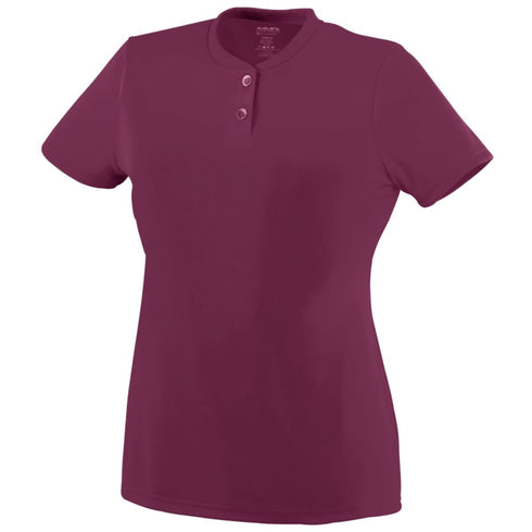 Augusta Sportswear Ladies Wicking Two-Button Jersey (1212-C), Color 'Maroon'