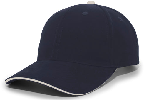 Pacific Headwear Brushed Twill Cap With Sandwich Bill (121C), Color 'NavyKhaki'