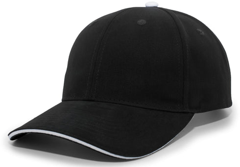 Pacific Headwear Brushed Twill Cap With Sandwich Bill (121C), Color 'BlackWhite'