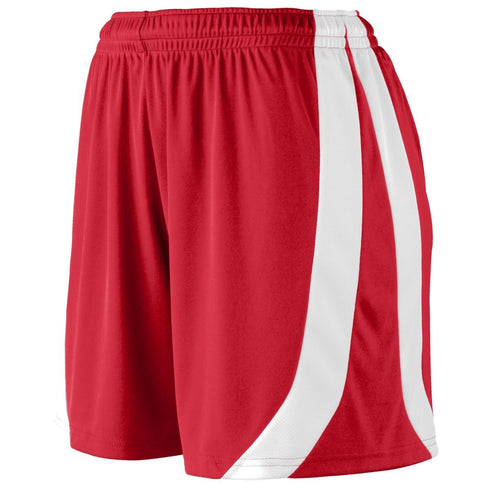 Augusta Sportswear Ladies Triumph Shorts (1238-C), Color 'Red/White'