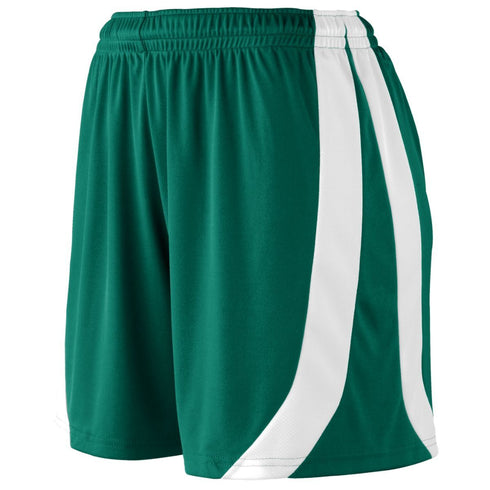 Augusta Sportswear Ladies Triumph Shorts (1238-C), Color 'Dark Green/White'