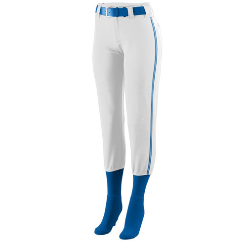 Augusta Sportswear Ladies Low Rise Collegiate Pant (1248-C), Color 'White/Royal/White'