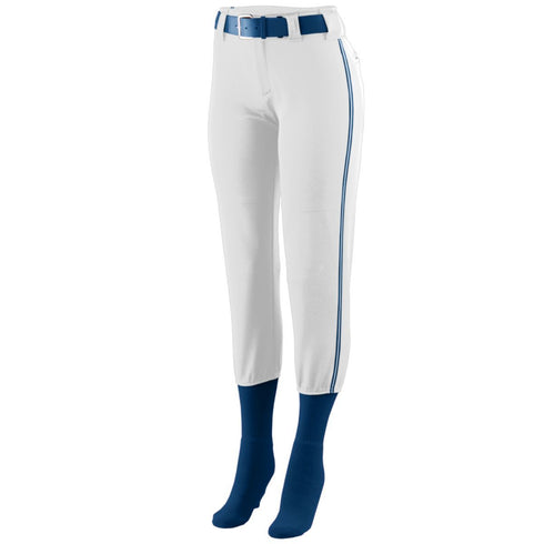 Augusta Sportswear Ladies Low Rise Collegiate Pant (1248-C), Color 'White/Navy/White'